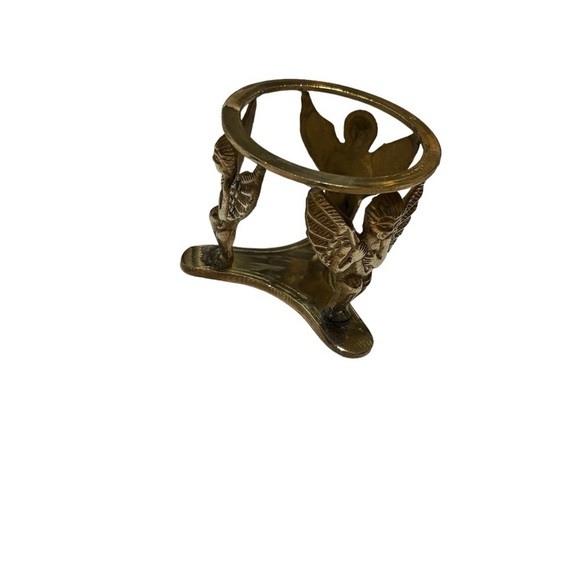 Vintage 1950s Brass Candle Holder Candle Stand Cherubs Angels Vase Holder - Picture 9 of 9